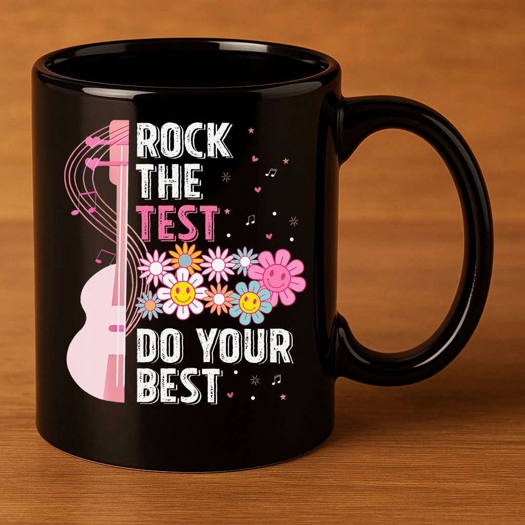 Rock The Test Do Your Best Testing Day Teachers Students Gift 11oz C Handle Ceramic Mug