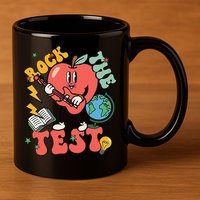 Rock The Test Apple Teacher Appreciation Teacher Graduation 11oz C Handle Ceramic Mug