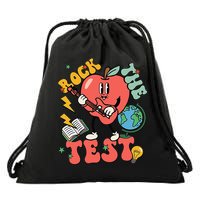 Rock The Test Apple Teacher Appreciation Teacher Graduation Drawstring Bag