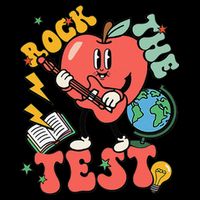 Rock The Test Apple Teacher Appreciation Teacher Graduation Drawstring Bag