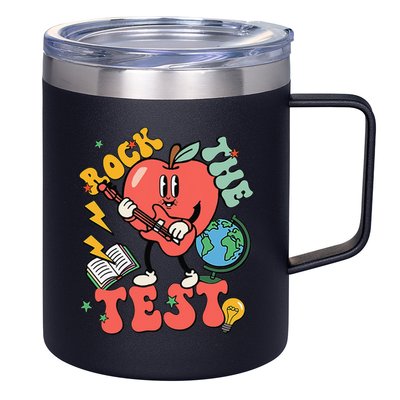 Rock The Test Apple Teacher Appreciation Teacher Graduation 12oz Stainless Steel Coffee Mug