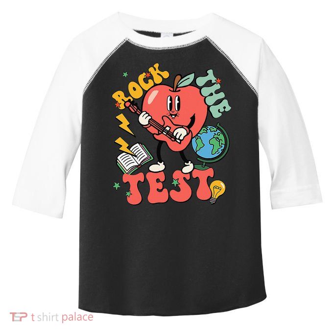 Rock The Test Apple Teacher Appreciation Teacher Graduation Toddler Fine Jersey T-Shirt