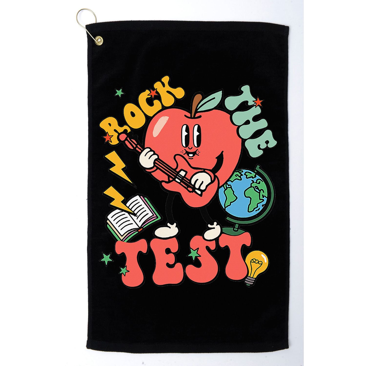Rock The Test Apple Teacher Appreciation Teacher Graduation Golf Towel