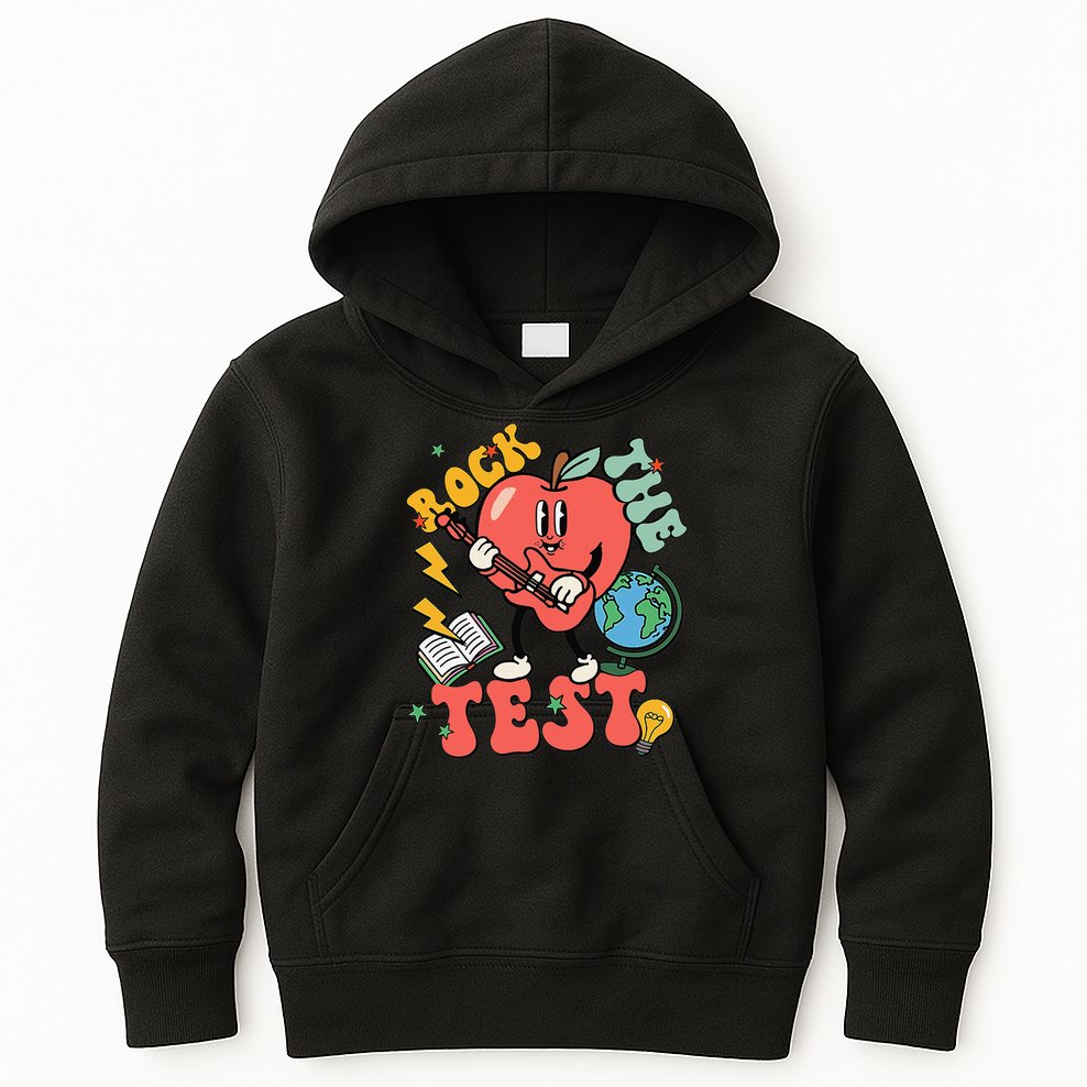 Rock The Test Apple Teacher Appreciation Teacher Graduation Kids Hoodie