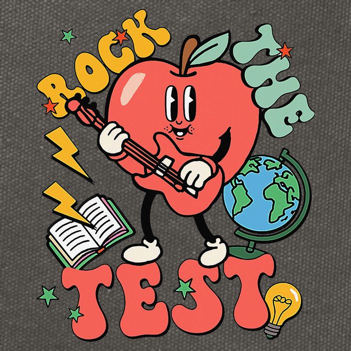 Rock The Test Apple Teacher Appreciation Teacher Graduation Cotton Canvas Backpack
