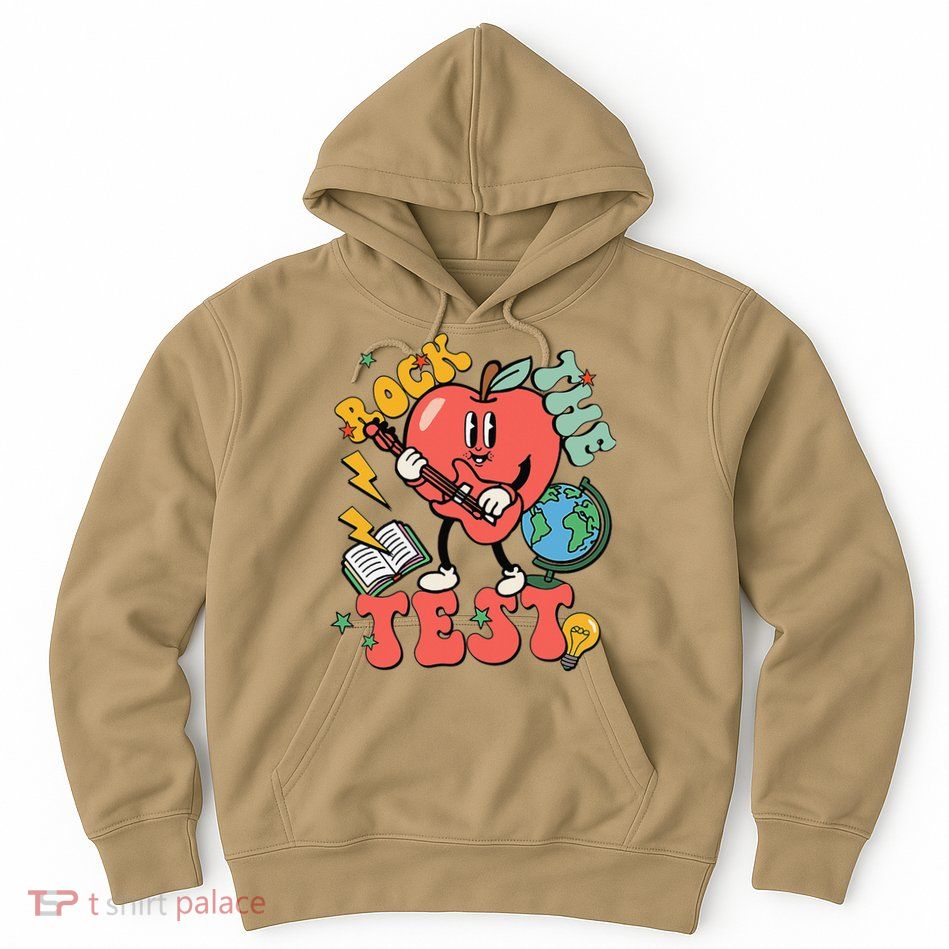 Rock The Test Apple Teacher Appreciation Teacher Graduation Hoodie