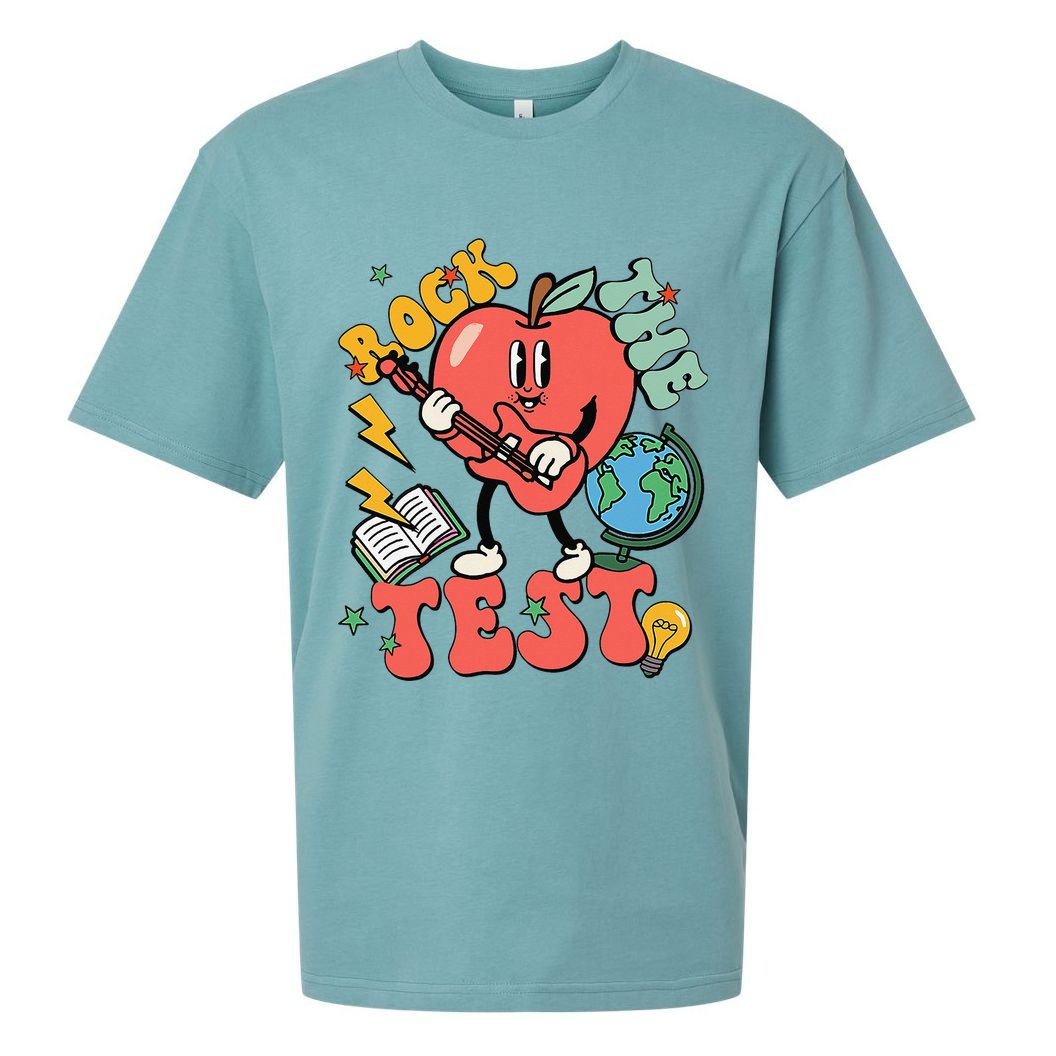 Rock The Test Apple Teacher Appreciation Teacher Graduation Sueded Cloud Jersey T-Shirt
