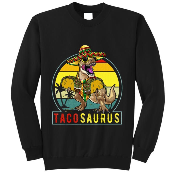 Retro Tacosaurus Taco Dinosaur T Rex Funny Cinco De Mayo Sweatshirt