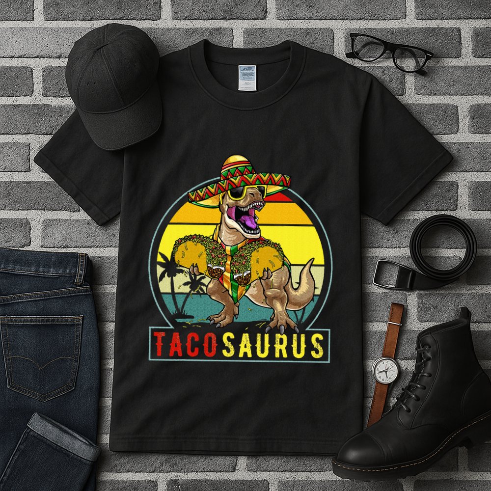 Retro Tacosaurus Taco Dinosaur T Rex Funny Cinco De Mayo Tall T-Shirt