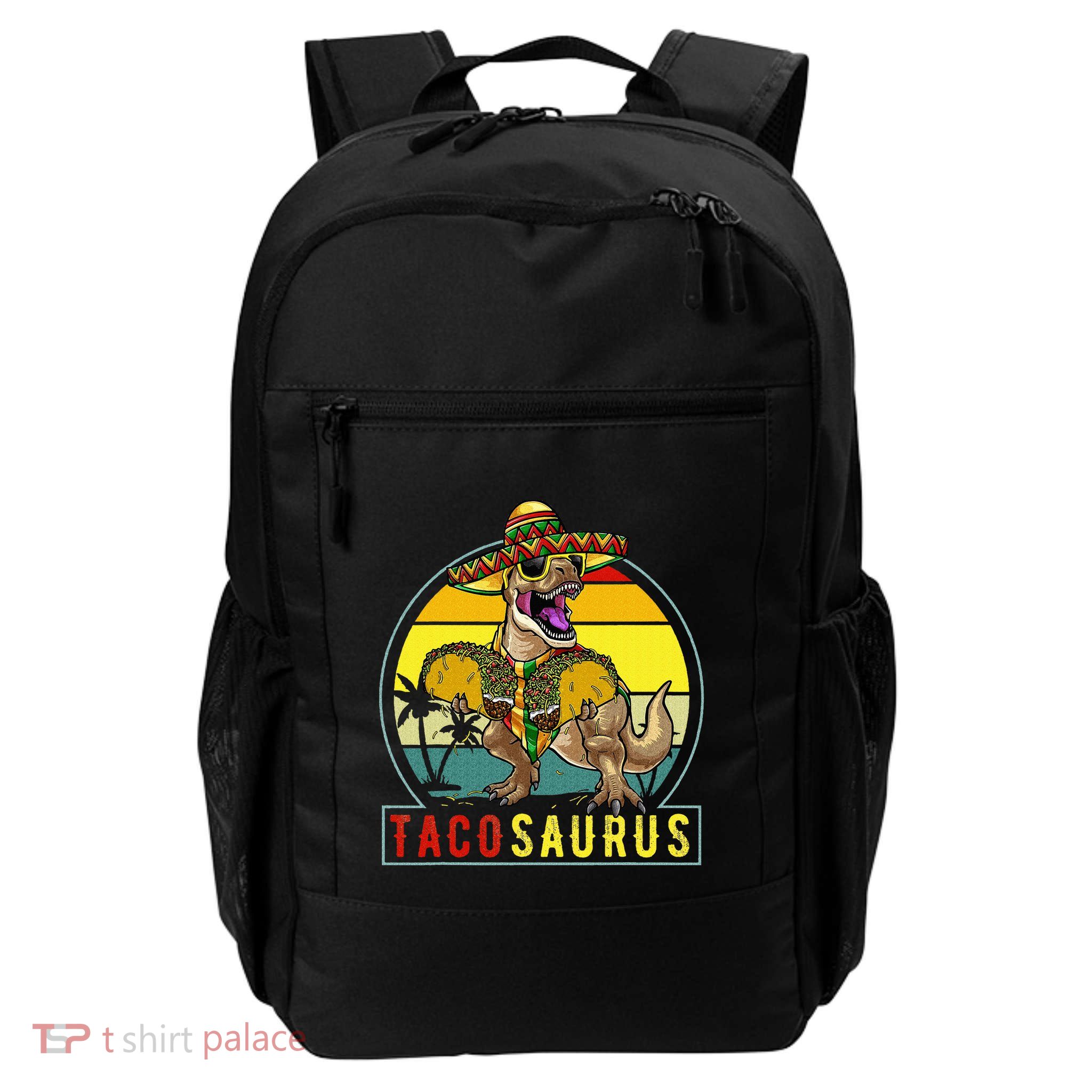 Retro Tacosaurus Taco Dinosaur T Rex Funny Cinco De Mayo Backpack