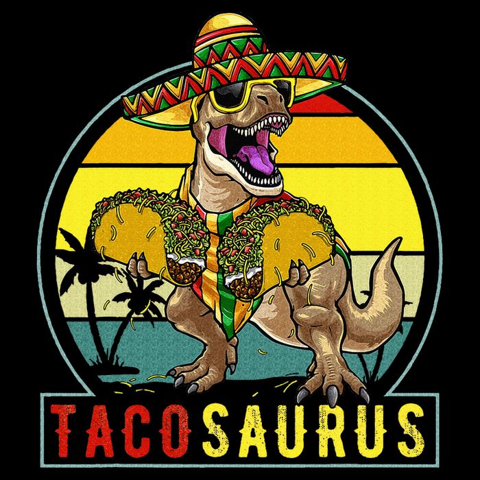 Retro Tacosaurus Taco Dinosaur T Rex Funny Cinco De Mayo Button