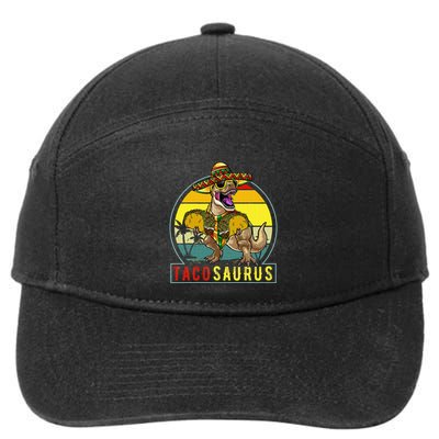 Retro Tacosaurus Taco Dinosaur T Rex Funny Cinco De Mayo 7-Panel Snapback Hat
