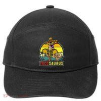 Retro Tacosaurus Taco Dinosaur T Rex Funny Cinco De Mayo 7-Panel Snapback Hat