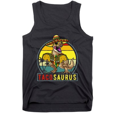Retro Tacosaurus Taco Dinosaur T Rex Funny Cinco De Mayo Tank Top