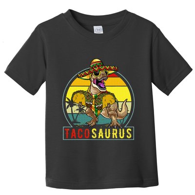 Retro Tacosaurus Taco Dinosaur T Rex Funny Cinco De Mayo Toddler T-Shirt