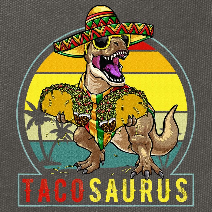 Retro Tacosaurus Taco Dinosaur T Rex Funny Cinco De Mayo Cotton Canvas Backpack