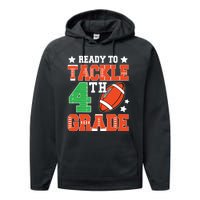 Ready To Tackle Fourth Grade Back To School Football Performance Fleece Hoodie