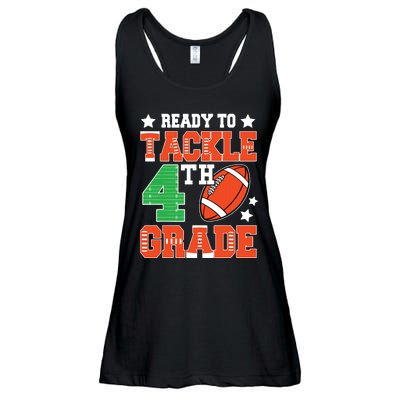 Ready To Tackle Fourth Grade Back To School Football Ladies Essential Flowy Tank