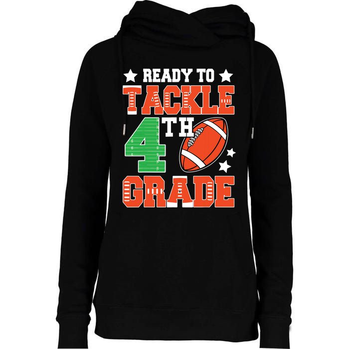 Ready To Tackle Fourth Grade Back To School Football Womens Funnel Neck Pullover Hood