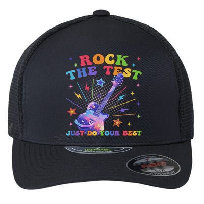 Rock The Test Testing Day Teacher Student Just Do Your Best Flexfit Unipanel Trucker Cap