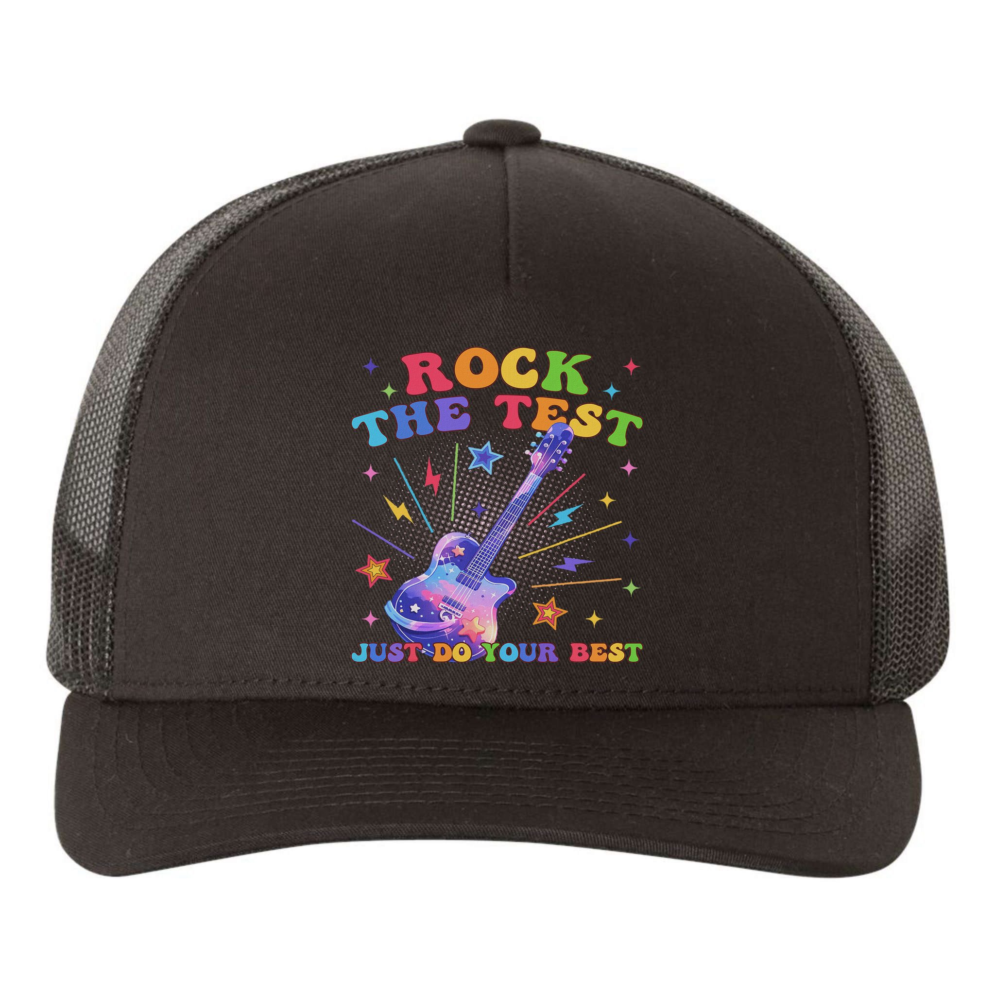 Rock The Test Testing Day Teacher Student Just Do Your Best Yupoong Adult 5-Panel Trucker Hat