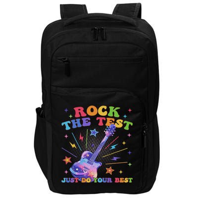 Rock The Test Testing Day Teacher Student Just Do Your Best Impact Tech Backpack