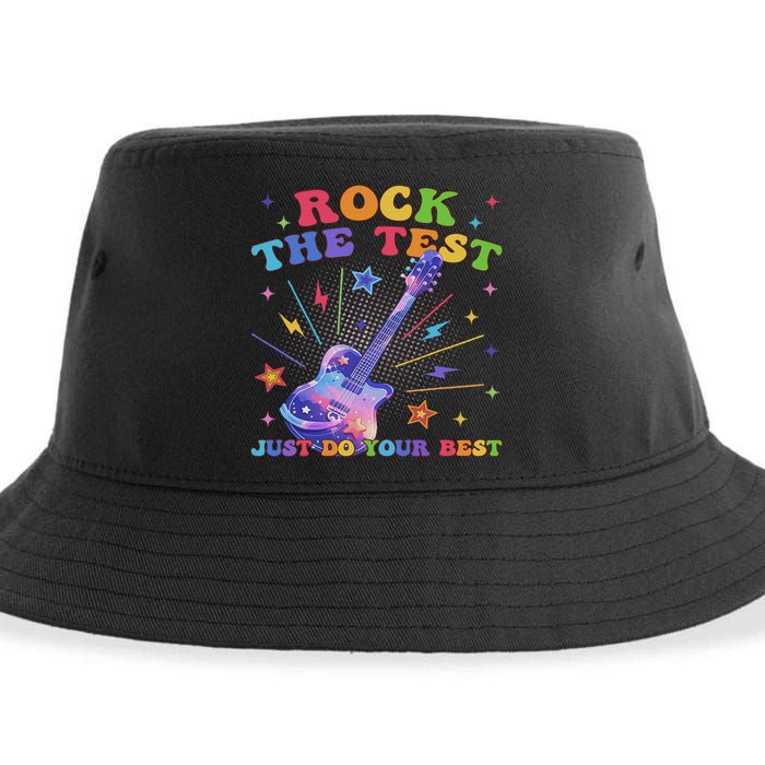 Rock The Test Testing Day Teacher Student Just Do Your Best Sustainable Bucket Hat