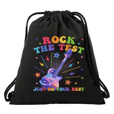 Rock The Test Testing Day Teacher Student Just Do Your Best Drawstring Bag