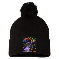 Rock The Test Testing Day Teacher Student Just Do Your Best Pom Pom 12in Knit Beanie
