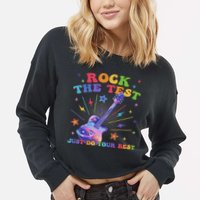 Rock The Test Testing Day Teacher Student Just Do Your Best Cropped Pullover Crew