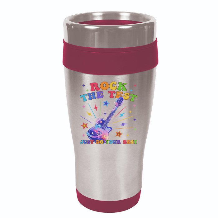 Rock The Test Testing Day Teacher Student Just Do Your Best 16oz Travel Tumbler