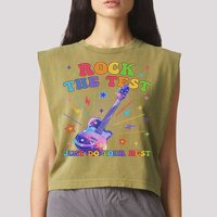 Rock The Test Testing Day Teacher Student Just Do Your Best Garment-Dyed Women's Muscle Tee