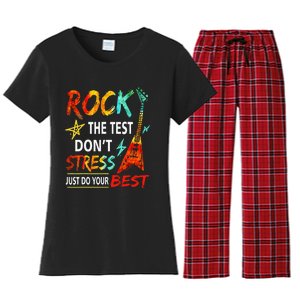 Rock The Test DonT Stress Do Your Best Gitar Art Women's Flannel Pajama Set