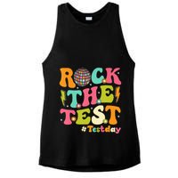 Rock The Test Testing Day Retro Motivational Ladies PosiCharge Tri-Blend Wicking Tank