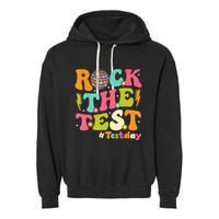 Rock The Test Testing Day Retro Motivational Garment-Dyed Fleece Hoodie