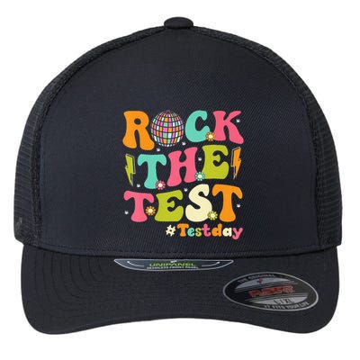 Rock The Test Testing Day Retro Motivational Flexfit Unipanel Trucker Cap