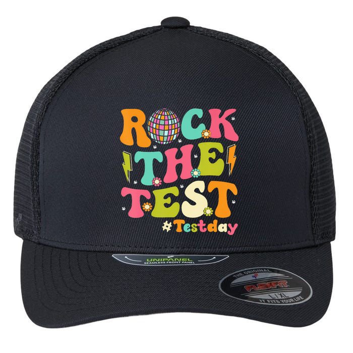 Rock The Test Testing Day Retro Motivational Flexfit Unipanel Trucker Cap