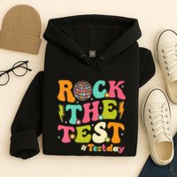 Rock The Test Testing Day Retro Motivational Hoodie