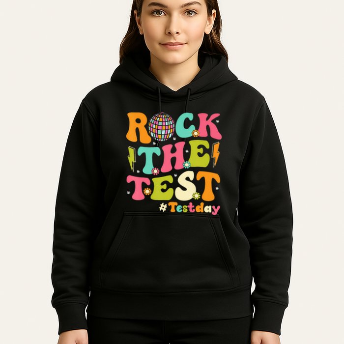 Rock The Test Testing Day Retro Motivational Hoodie