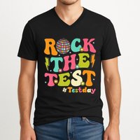 Rock The Test Testing Day Retro Motivational V-Neck T-Shirt