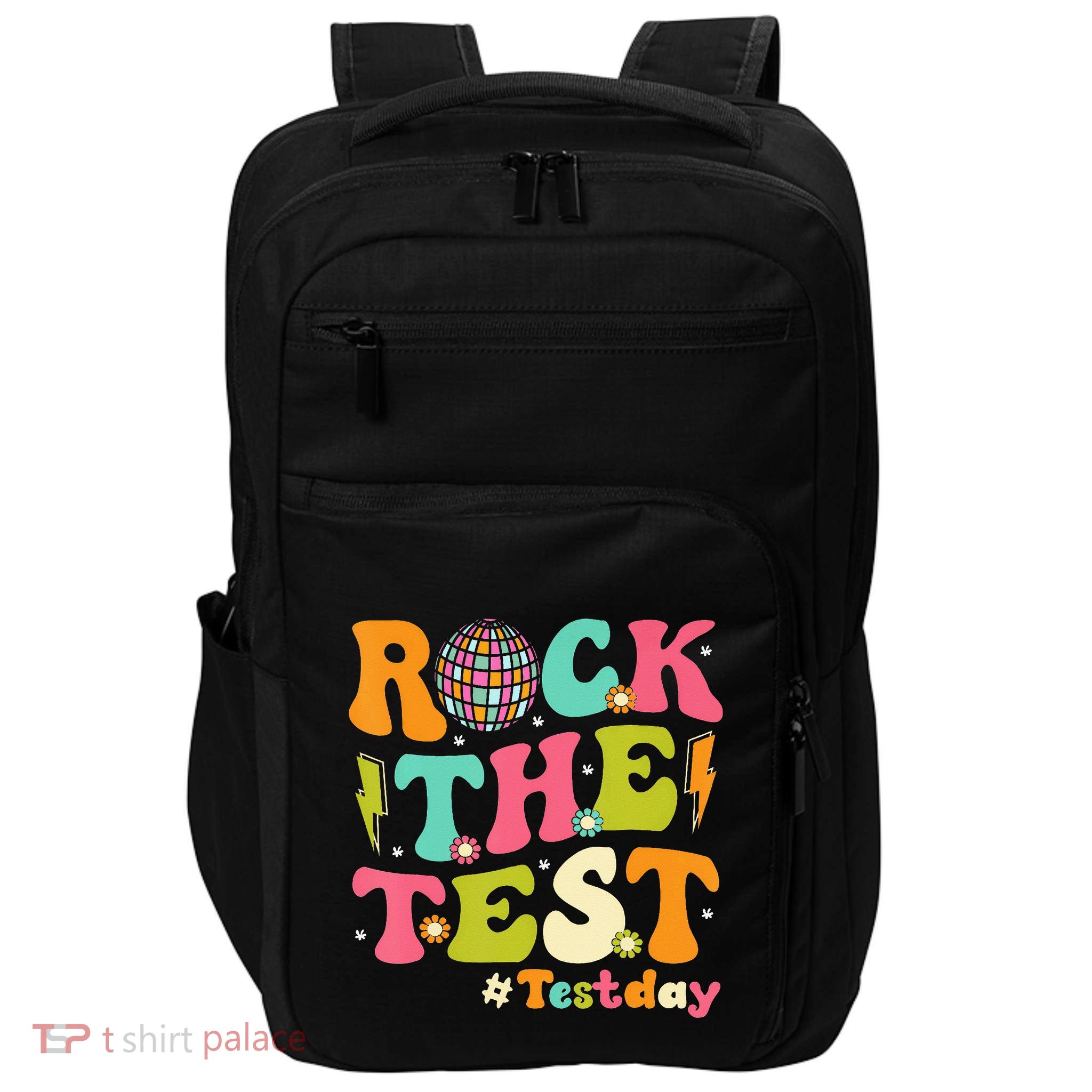 Rock The Test Testing Day Retro Motivational Impact Tech Backpack
