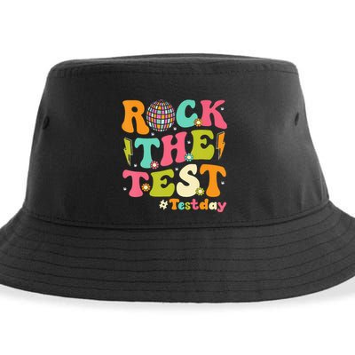 Rock The Test Testing Day Retro Motivational Sustainable Bucket Hat