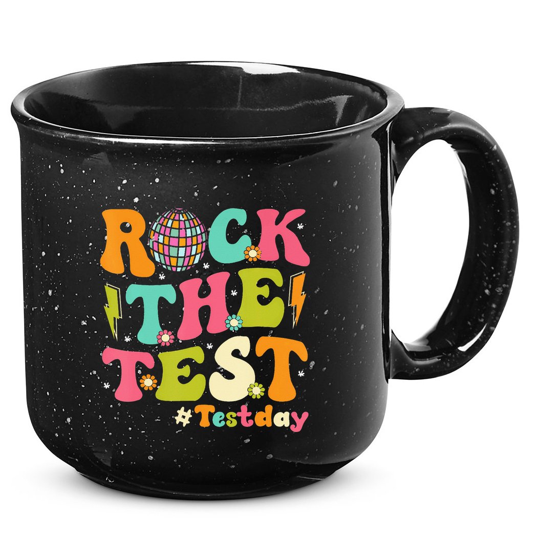 Rock The Test Testing Day Retro Motivational 15oz Campfire Ceramic Mug