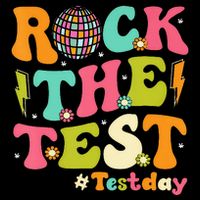 Rock The Test Testing Day Retro Motivational Drawstring Bag