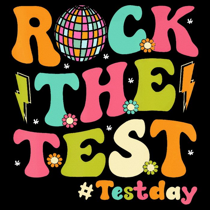 Rock The Test Testing Day Retro Motivational Drawstring Bag
