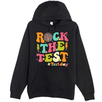 Rock The Test Testing Day Retro Motivational Premium Pullover Hoodie