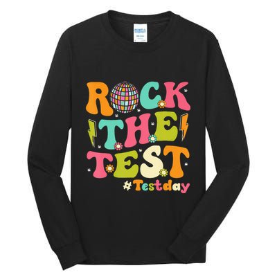 Rock The Test Testing Day Retro Motivational Tall Long Sleeve T-Shirt