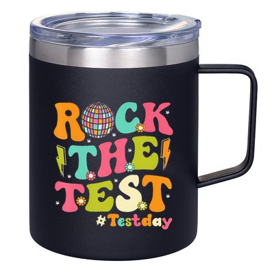 Rock The Test Testing Day Retro Motivational 12oz Stainless Steel Coffee Mug