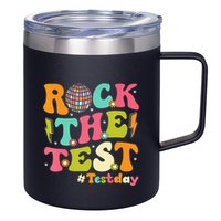Rock The Test Testing Day Retro Motivational 12oz Stainless Steel Coffee Mug