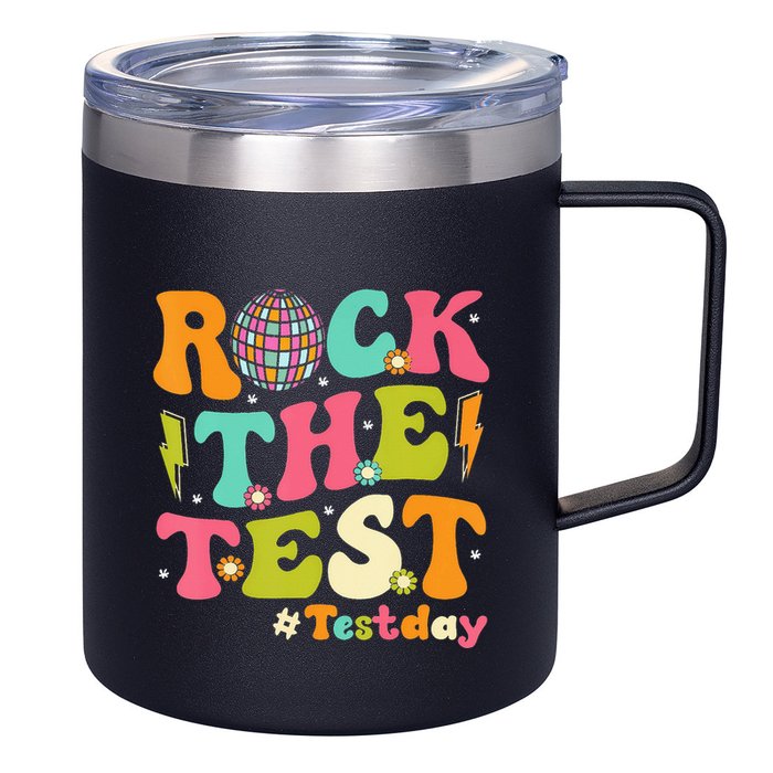 Rock The Test Testing Day Retro Motivational 12oz Stainless Steel Coffee Mug